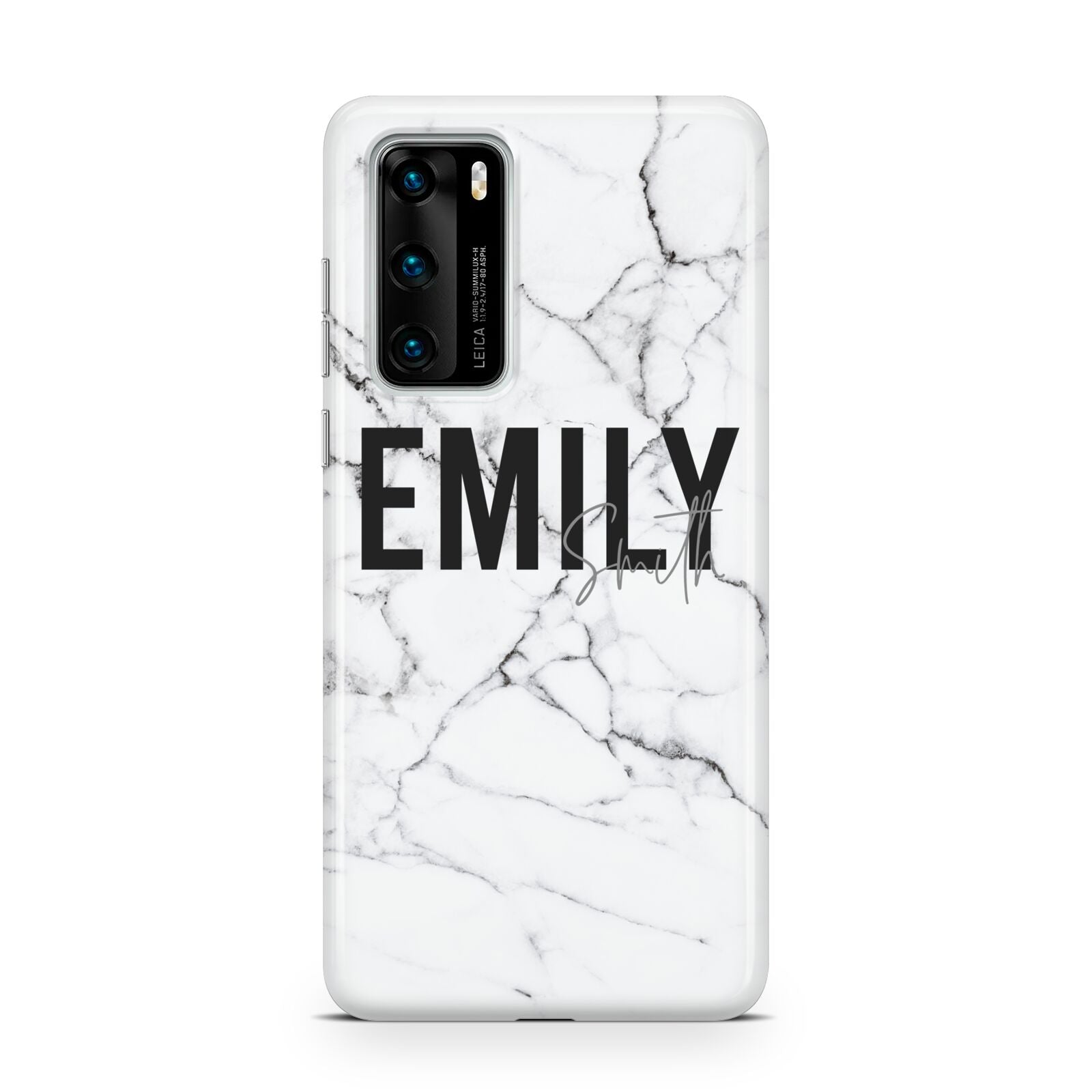 Black and White Personalised Marble Block Text Huawei P40 Phone Case