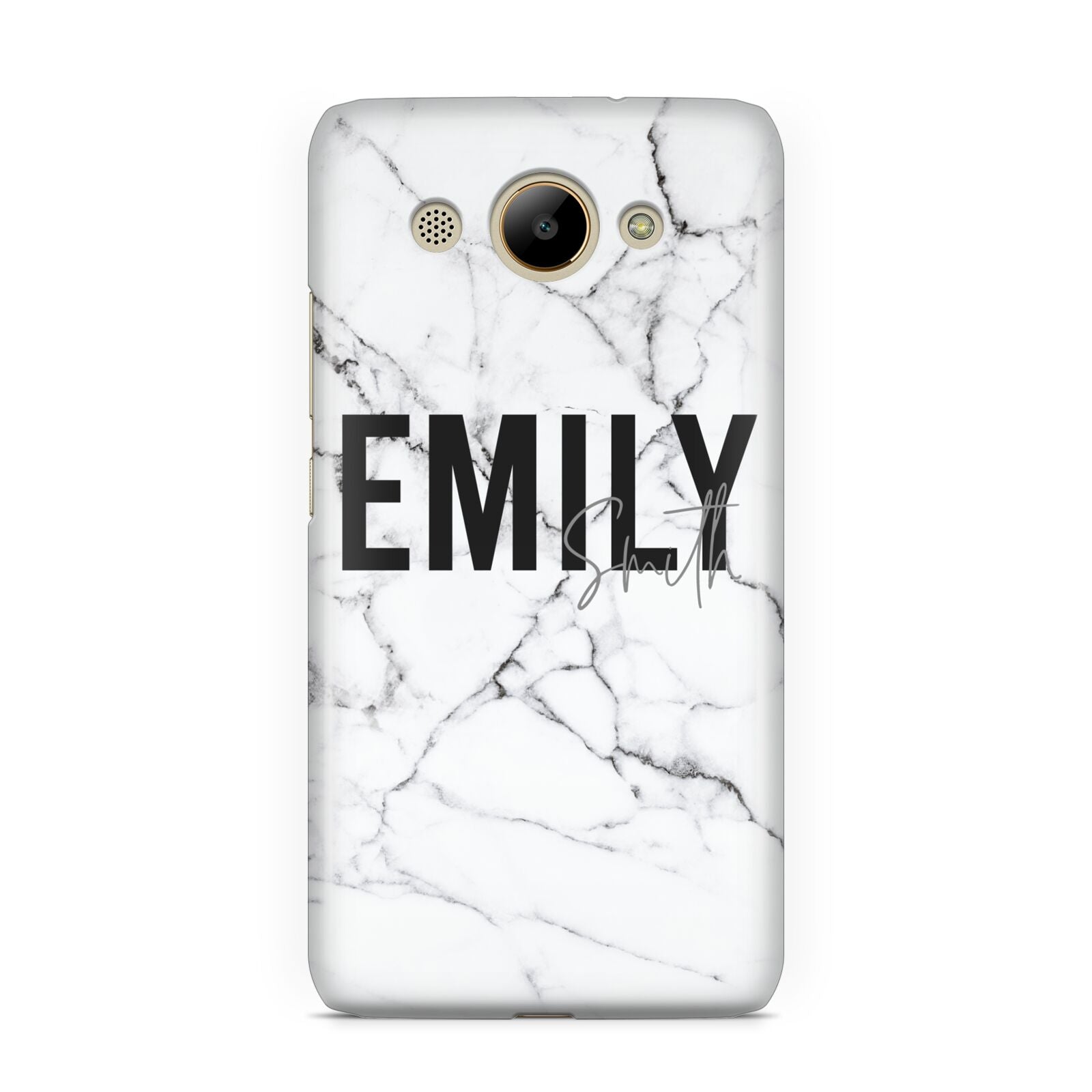 Black and White Personalised Marble Block Text Huawei Y3 2017