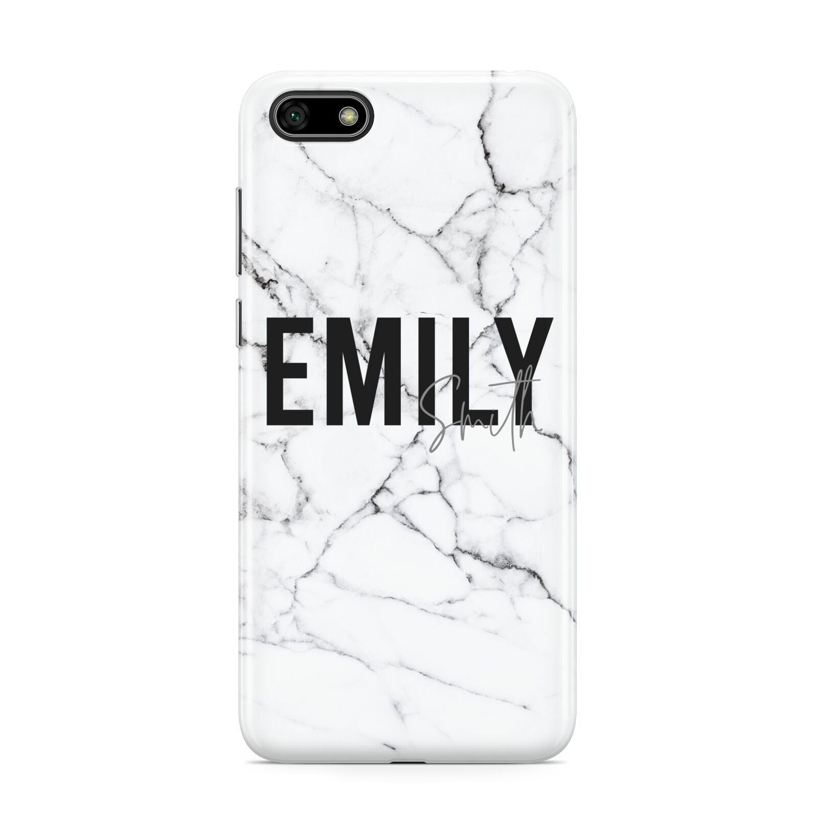 Black and White Personalised Marble Block Text Huawei Y5 Prime 2018 Phone Case