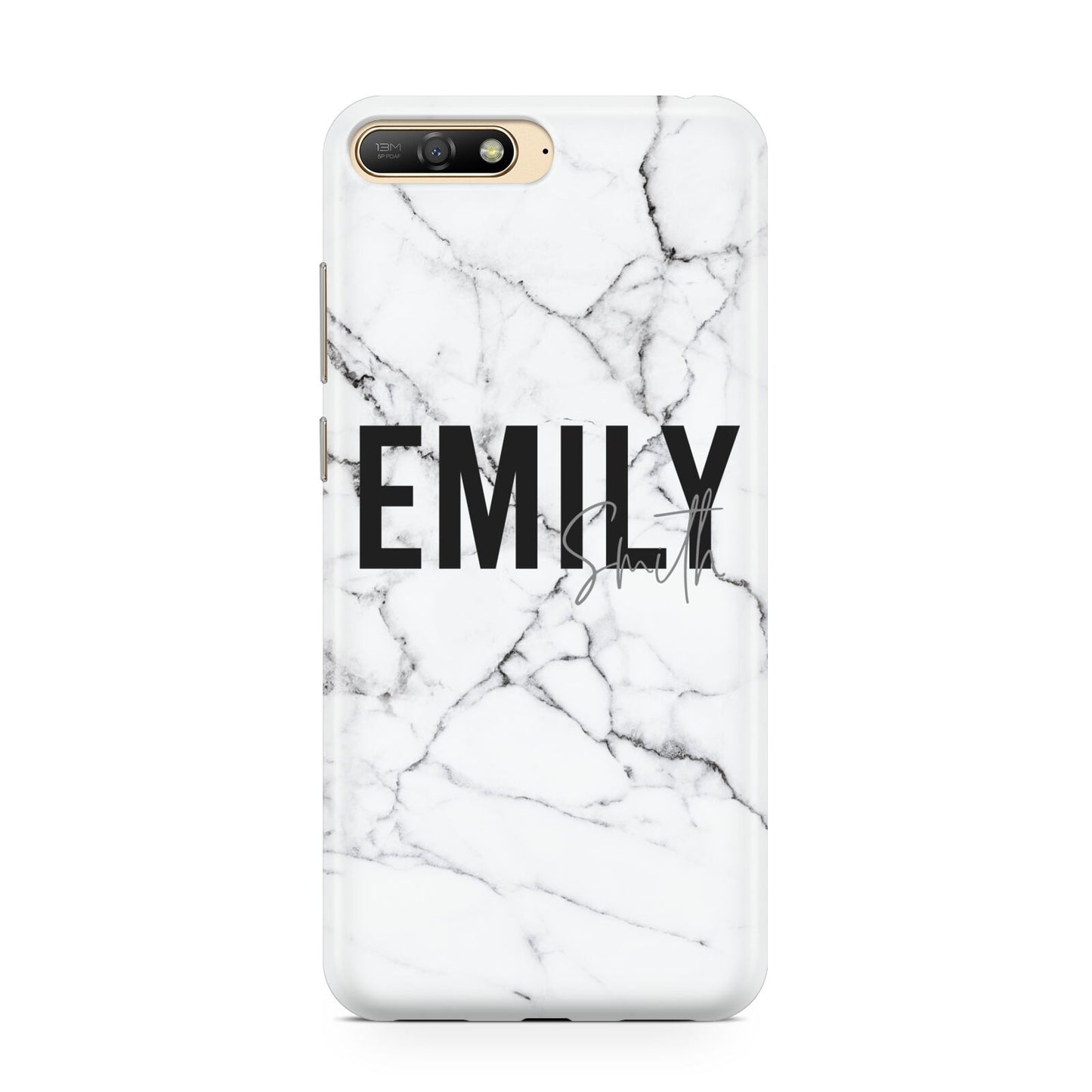 Black and White Personalised Marble Block Text Huawei Y6 2018