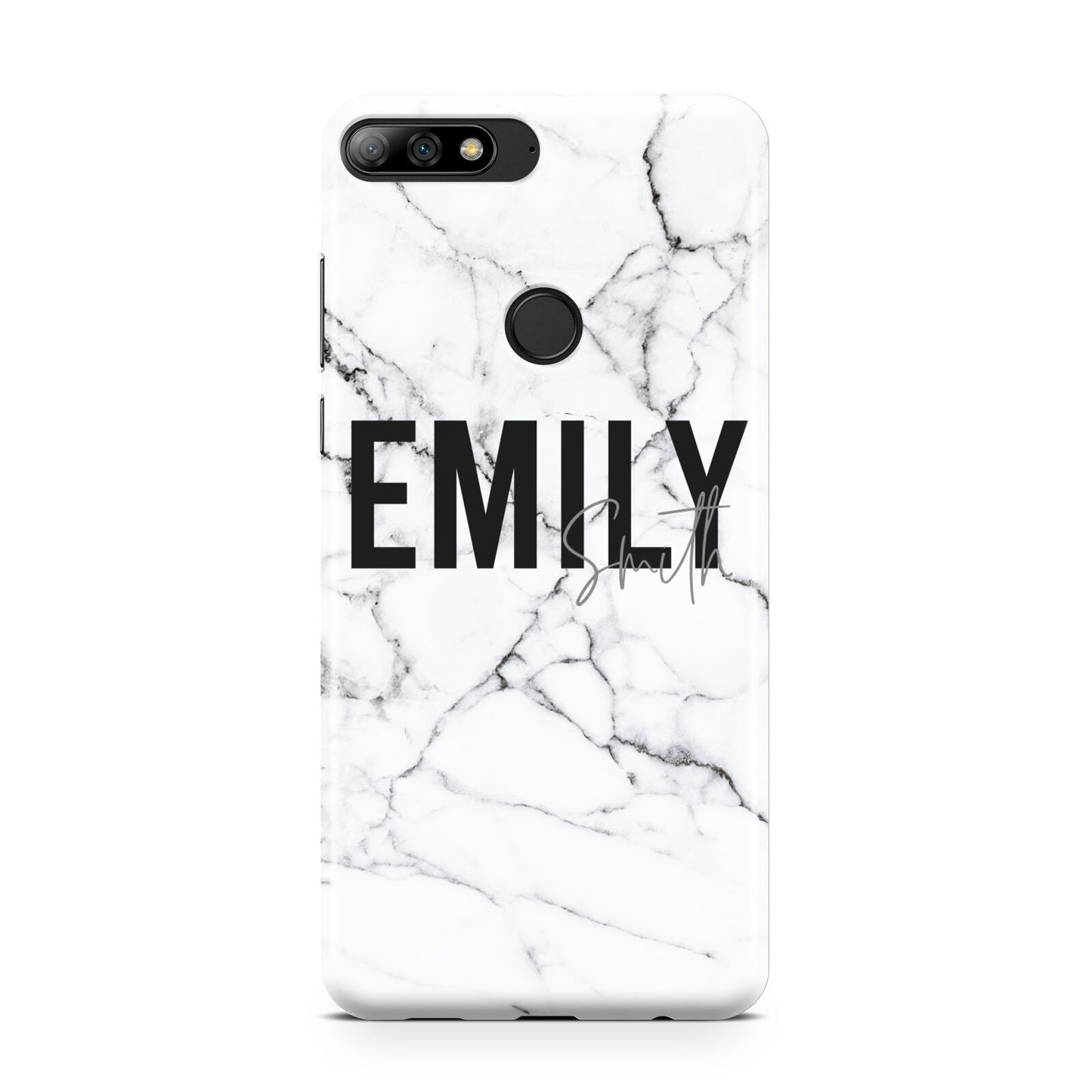 Black and White Personalised Marble Block Text Huawei Y7 2018