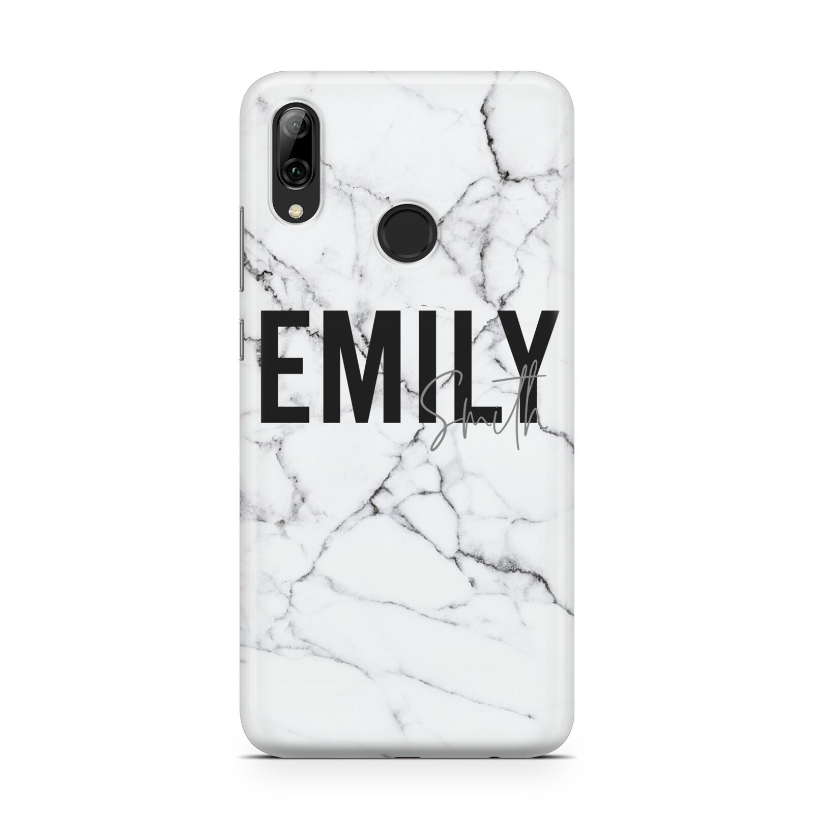 Black and White Personalised Marble Block Text Huawei Y7 2019