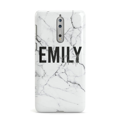 Black and White Personalised Marble Block Text Nokia Case