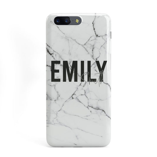 Black and White Personalised Marble Block Text OnePlus Case