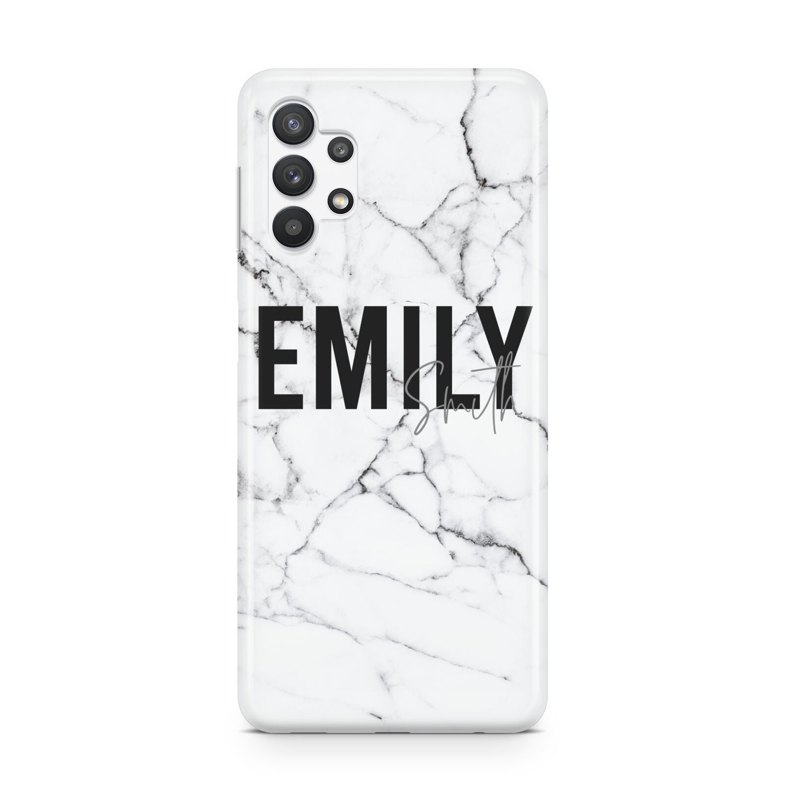 Black and White Personalised Marble Block Text Samsung A32 5G Case