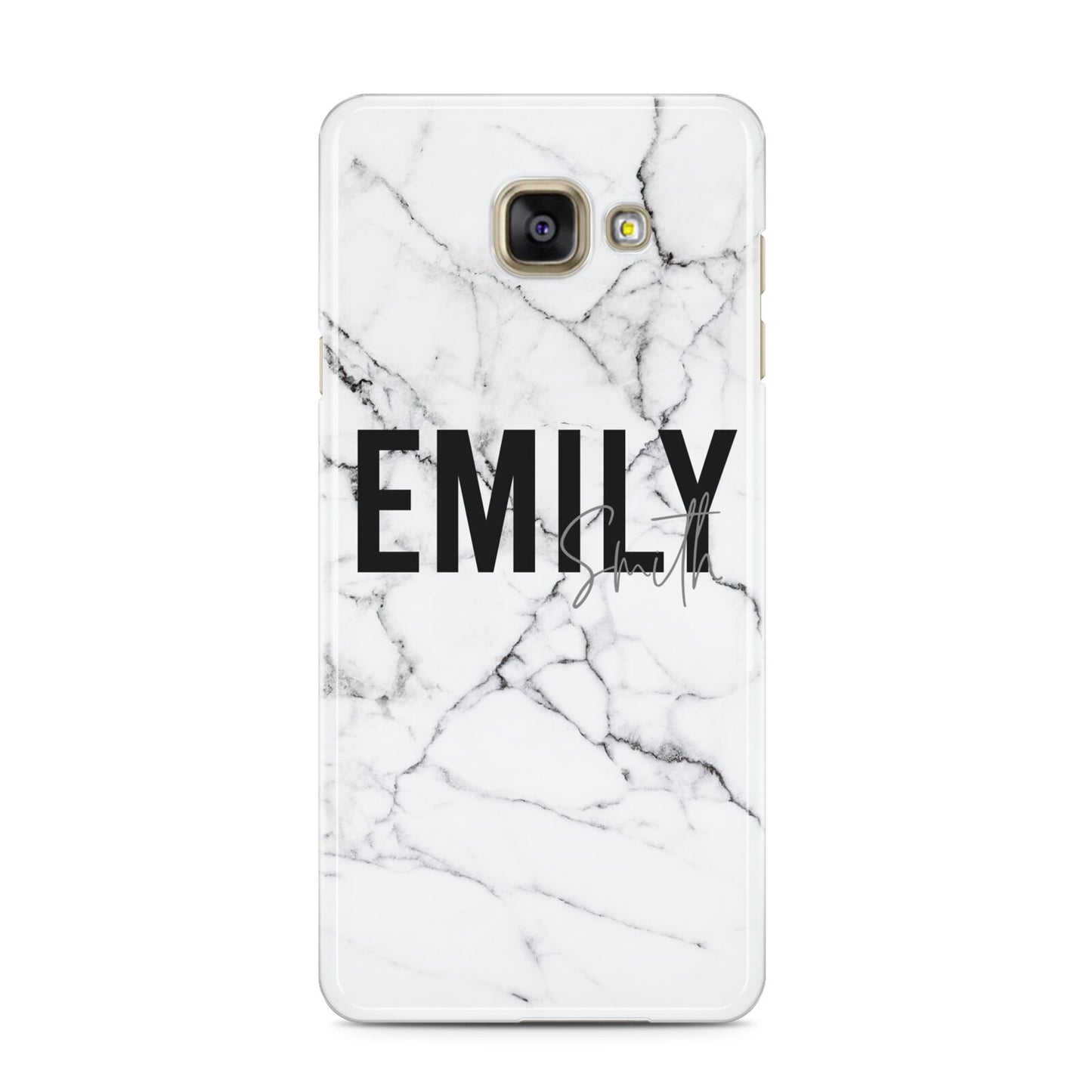 Black and White Personalised Marble Block Text Samsung Galaxy A3 2016 Case on gold phone