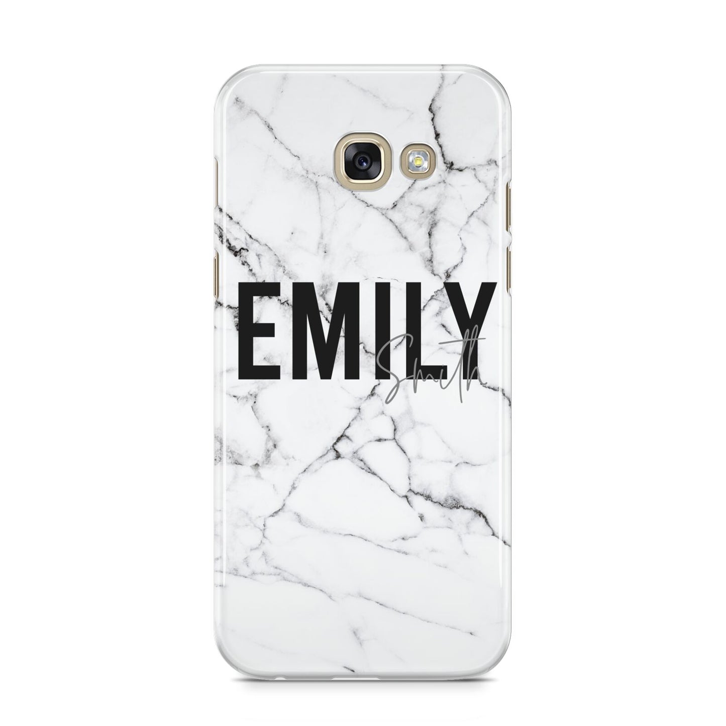 Black and White Personalised Marble Block Text Samsung Galaxy A5 2017 Case on gold phone