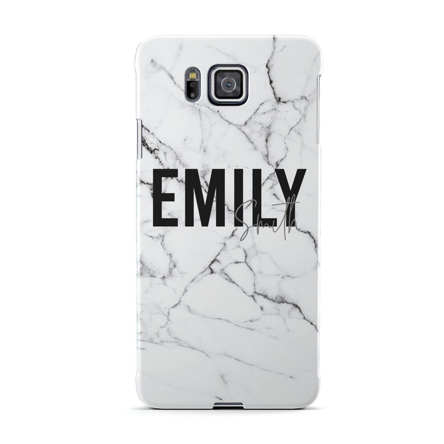 Black and White Personalised Marble Block Text Samsung Galaxy Alpha Case