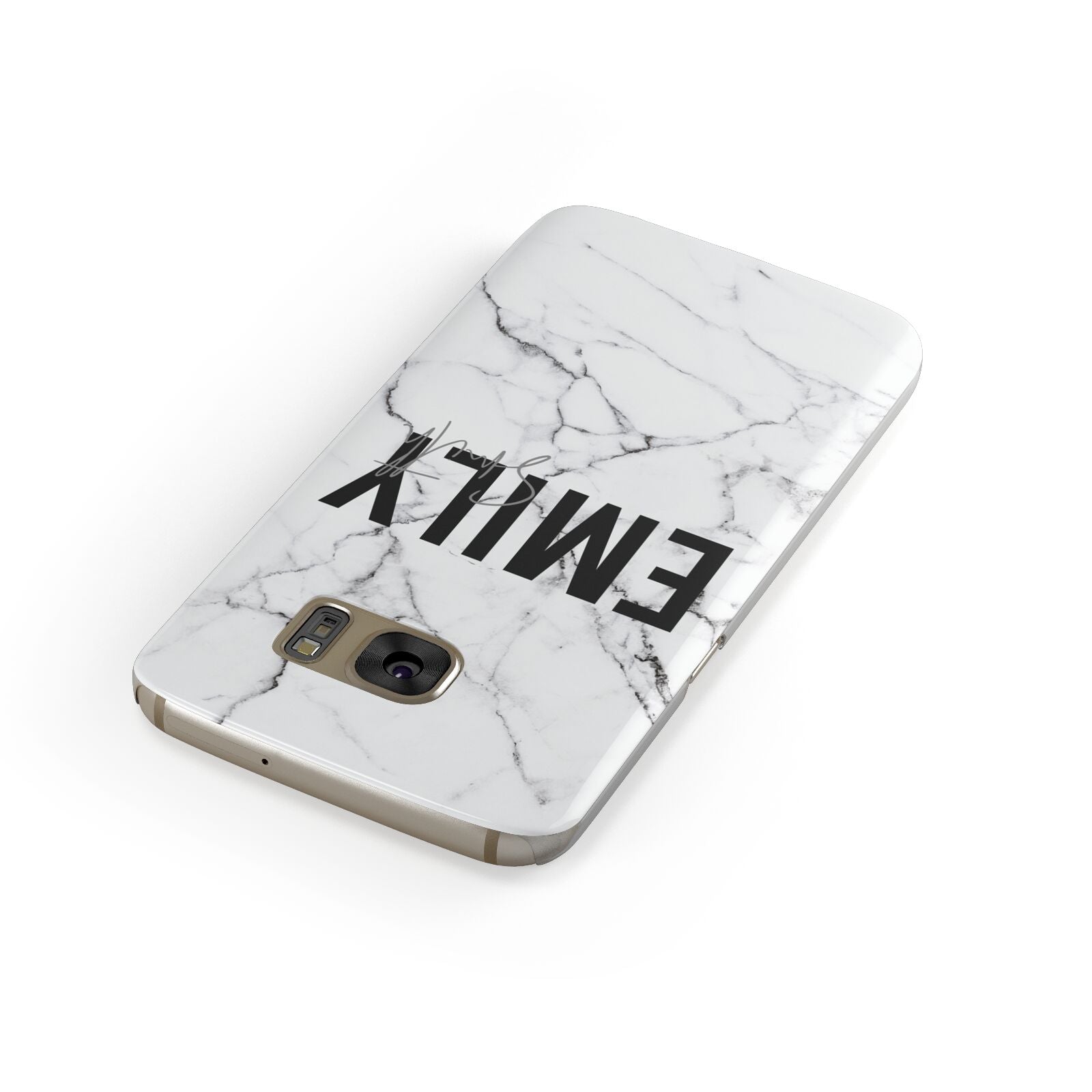 Black and White Personalised Marble Block Text Samsung Galaxy Case Front Close Up