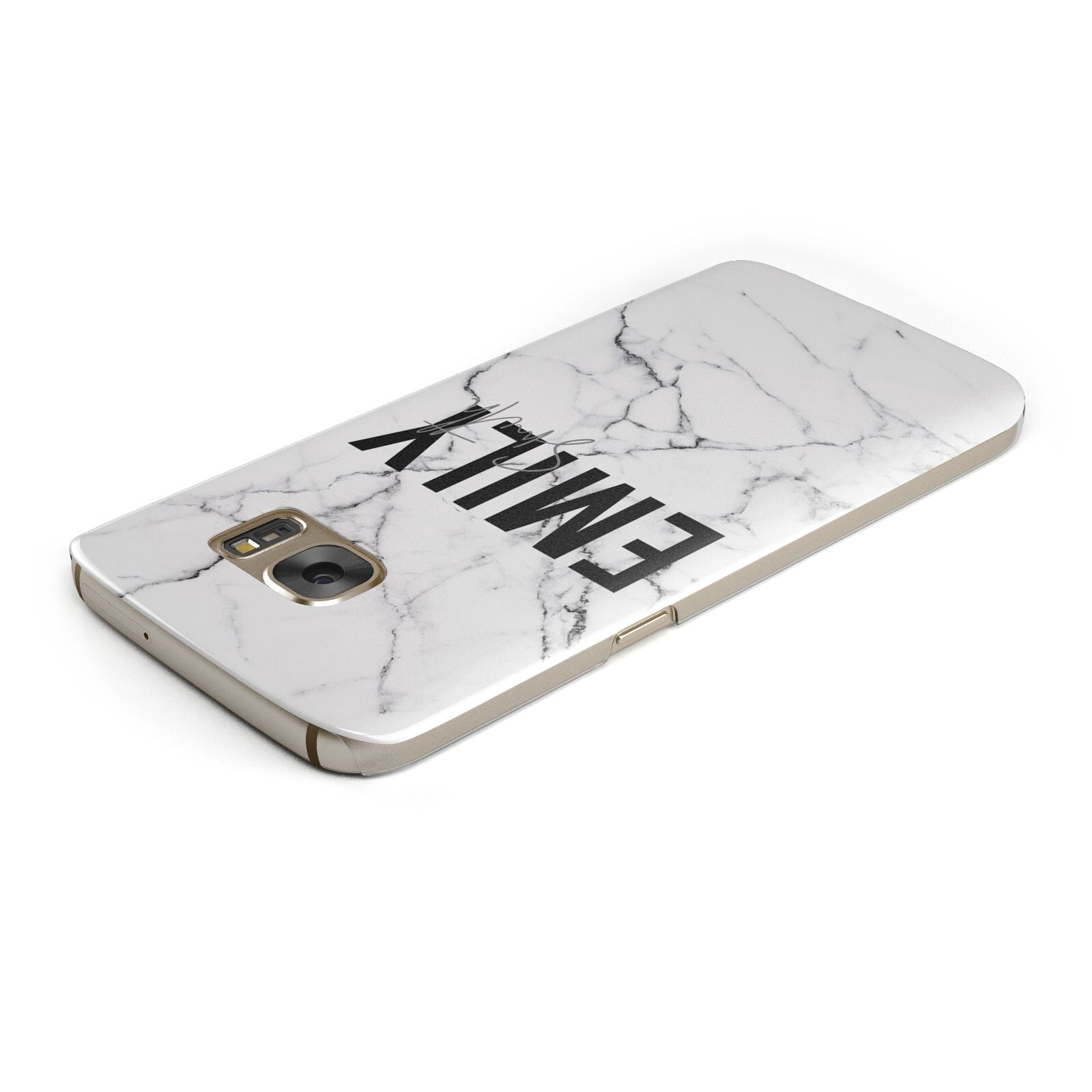 Black and White Personalised Marble Block Text Samsung Galaxy Case Top Cutout