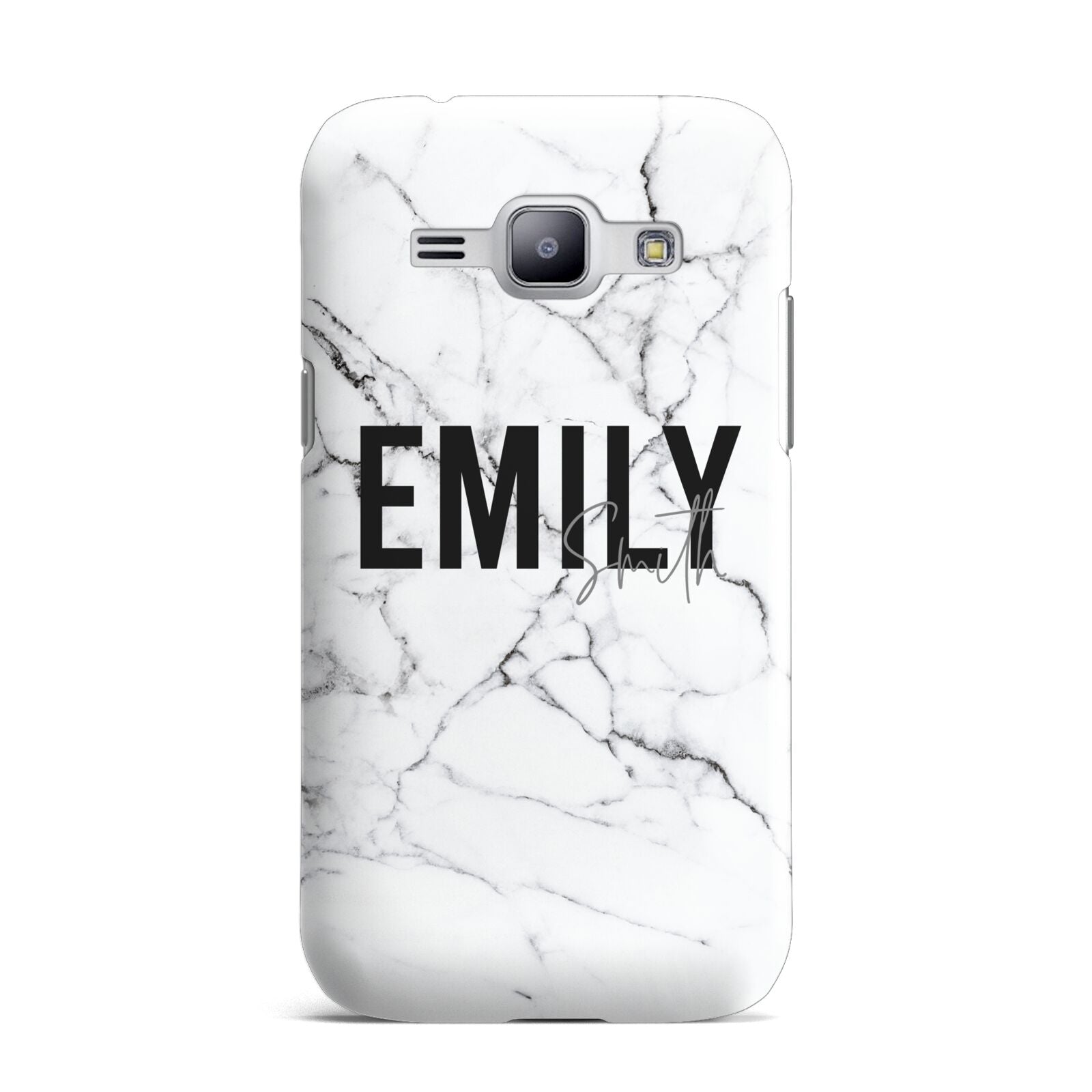 Black and White Personalised Marble Block Text Samsung Galaxy J1 2015 Case