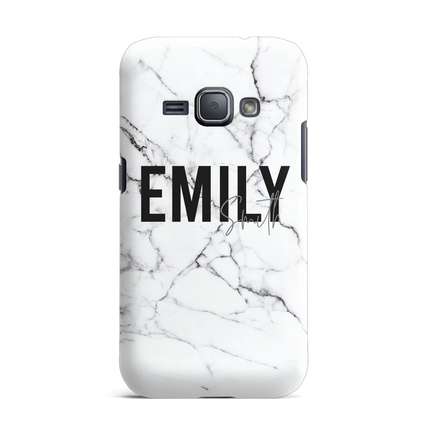 Black and White Personalised Marble Block Text Samsung Galaxy J1 2016 Case