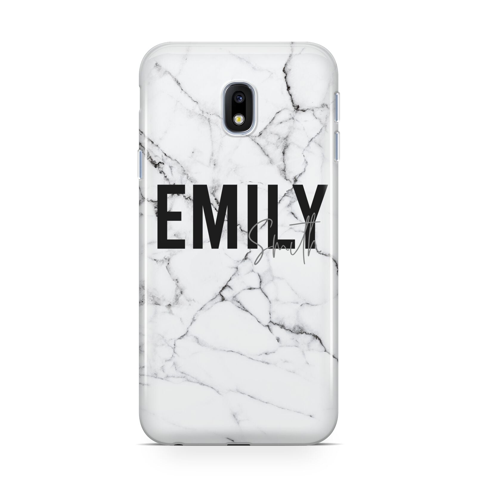 Black and White Personalised Marble Block Text Samsung Galaxy J3 2017 Case