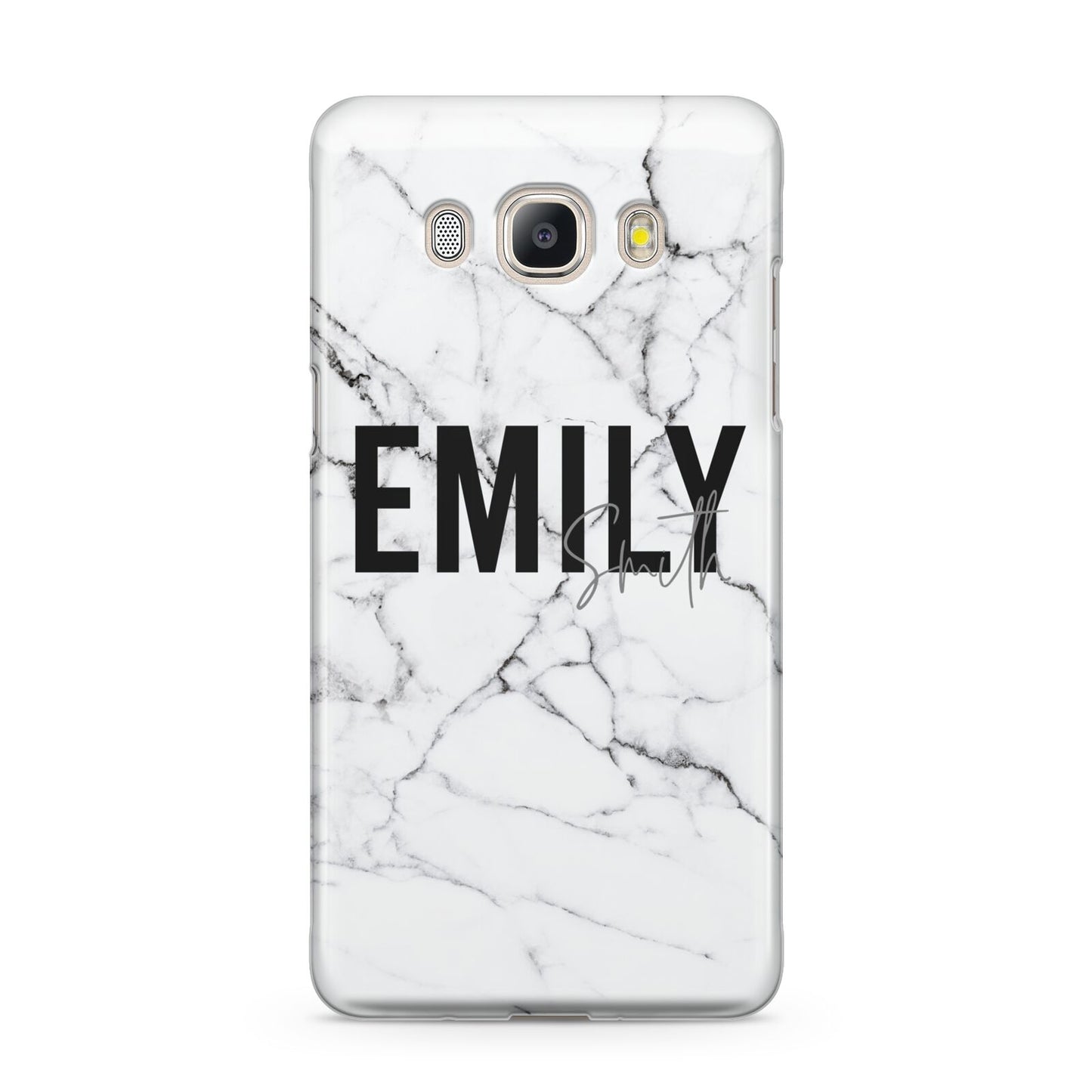 Black and White Personalised Marble Block Text Samsung Galaxy J5 2016 Case