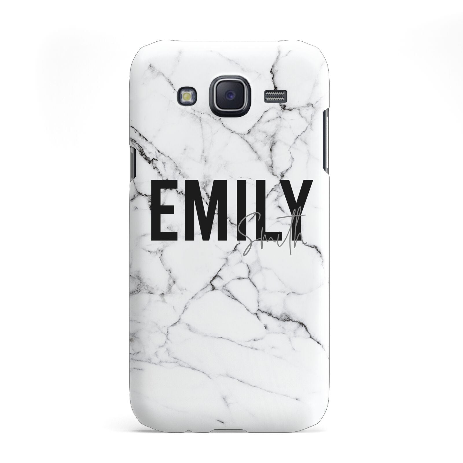 Black and White Personalised Marble Block Text Samsung Galaxy J5 Case