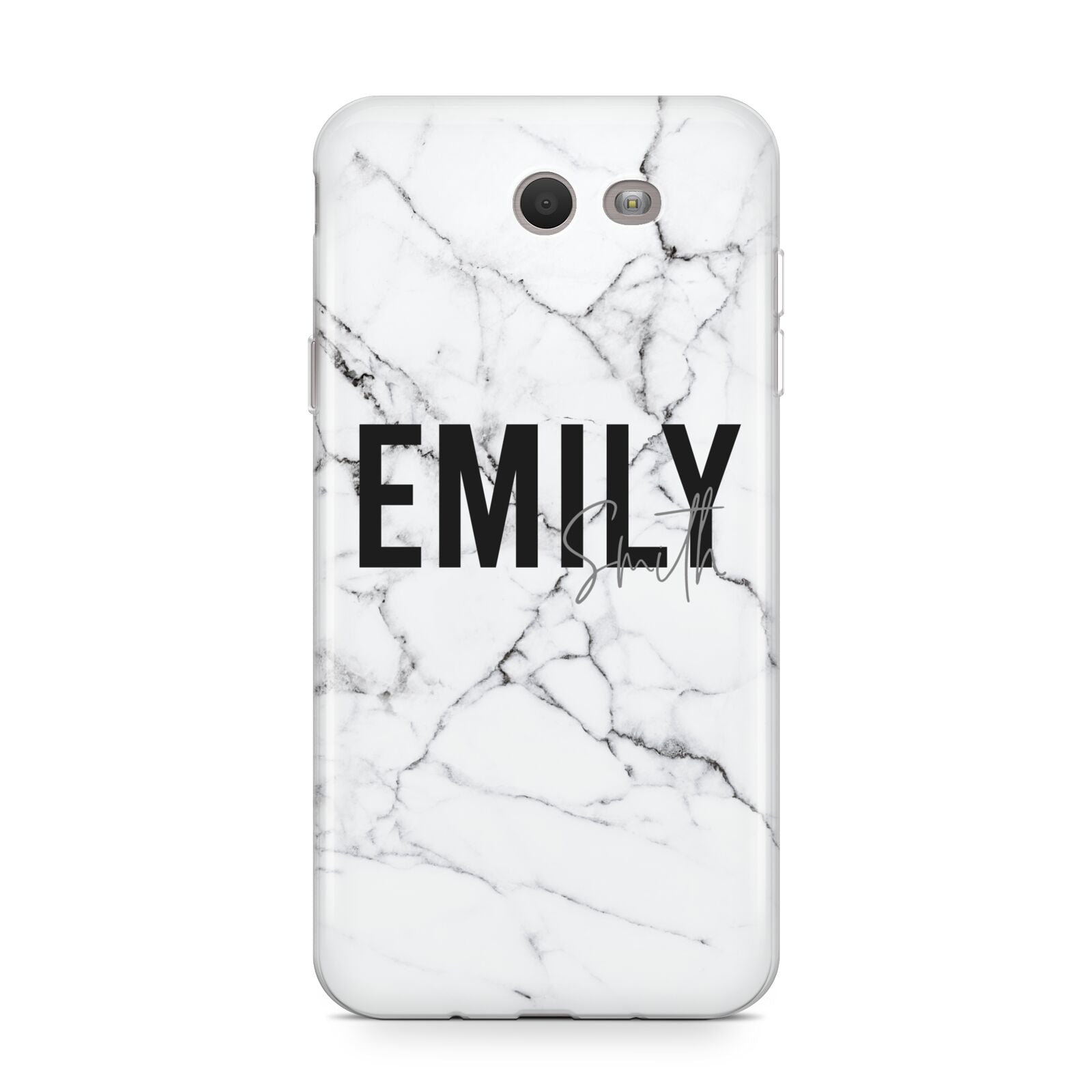 Black and White Personalised Marble Block Text Samsung Galaxy J7 2017 Case