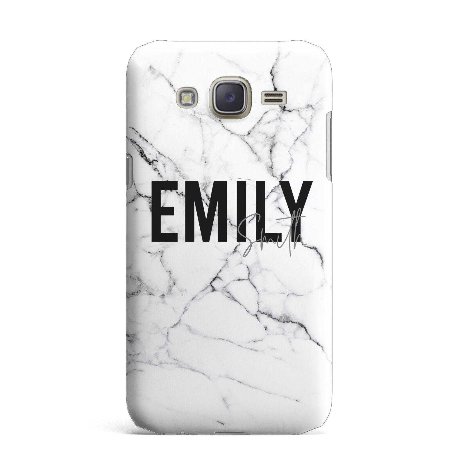 Black and White Personalised Marble Block Text Samsung Galaxy J7 Case