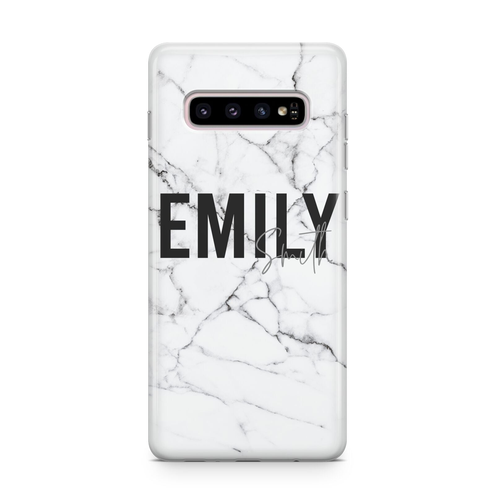 Black and White Personalised Marble Block Text Samsung Galaxy S10 Plus Case