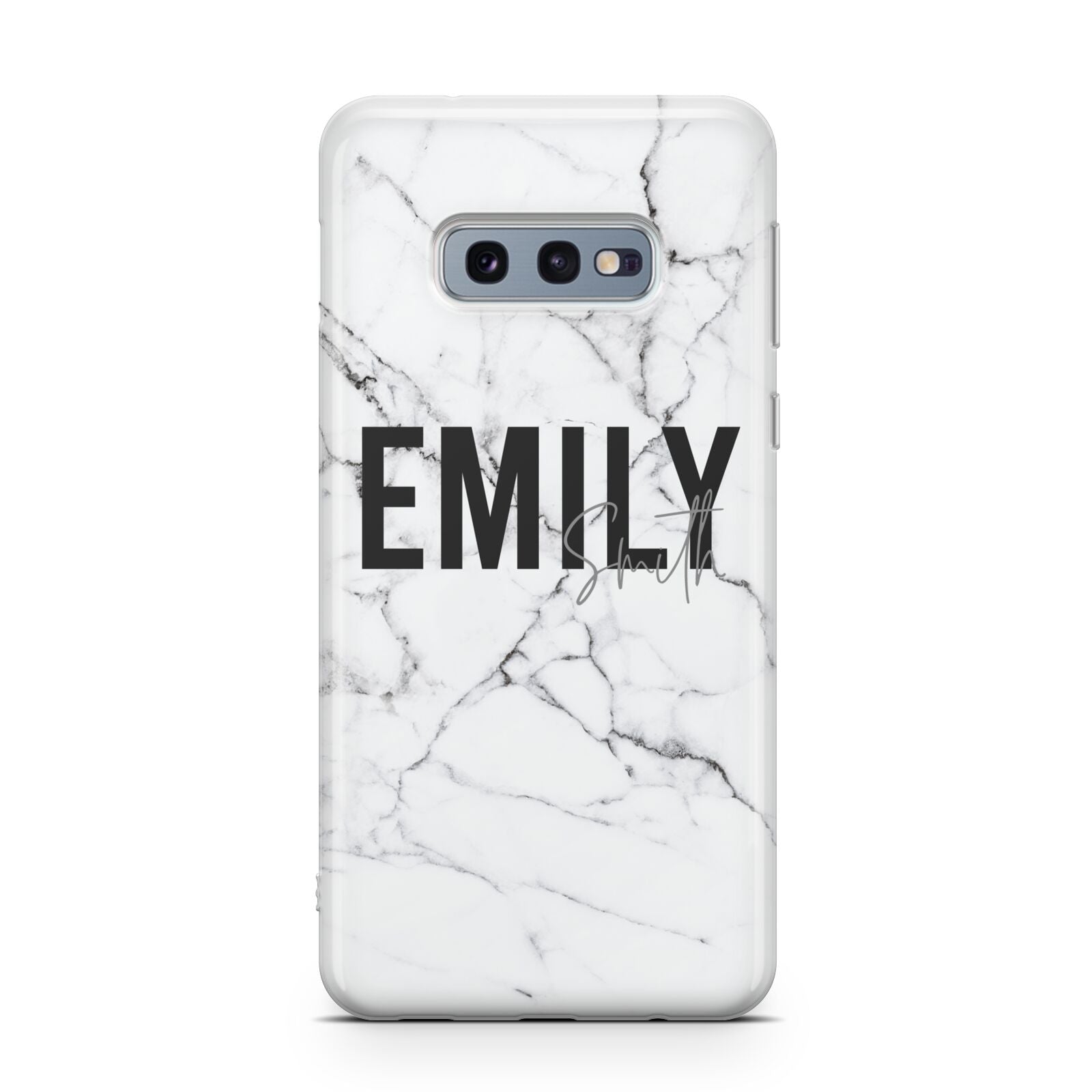 Black and White Personalised Marble Block Text Samsung Galaxy S10E Case