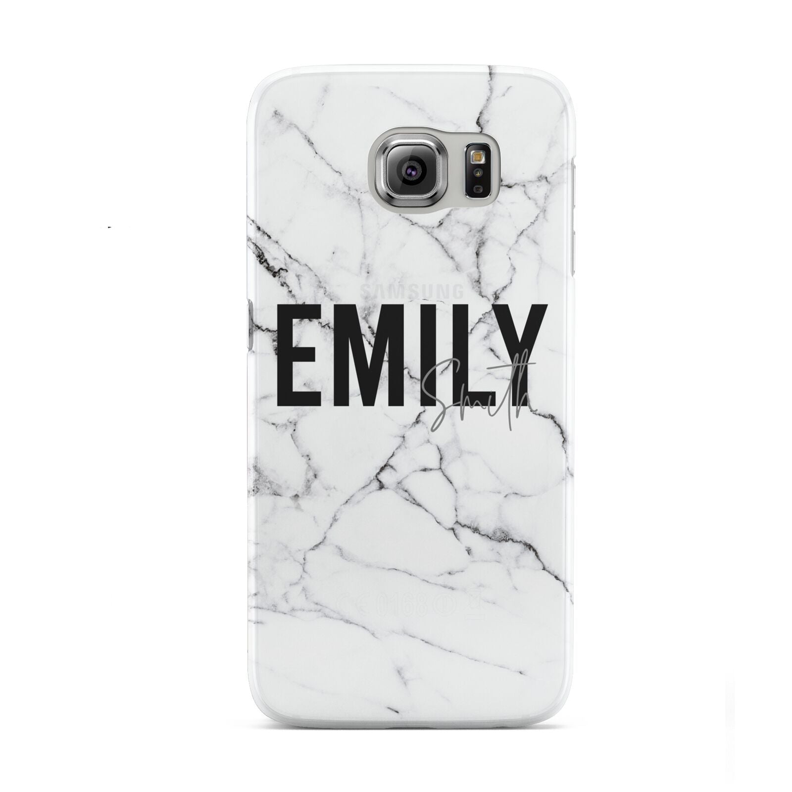 Black and White Personalised Marble Block Text Samsung Galaxy S6 Case