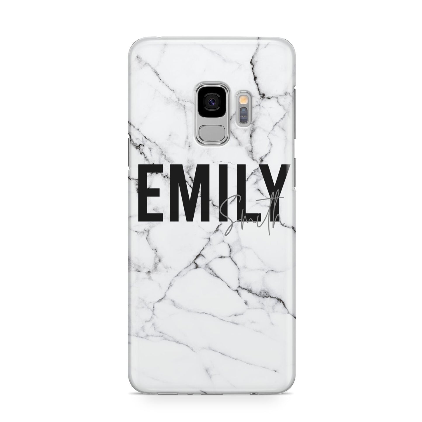 Black and White Personalised Marble Block Text Samsung Galaxy S9 Case