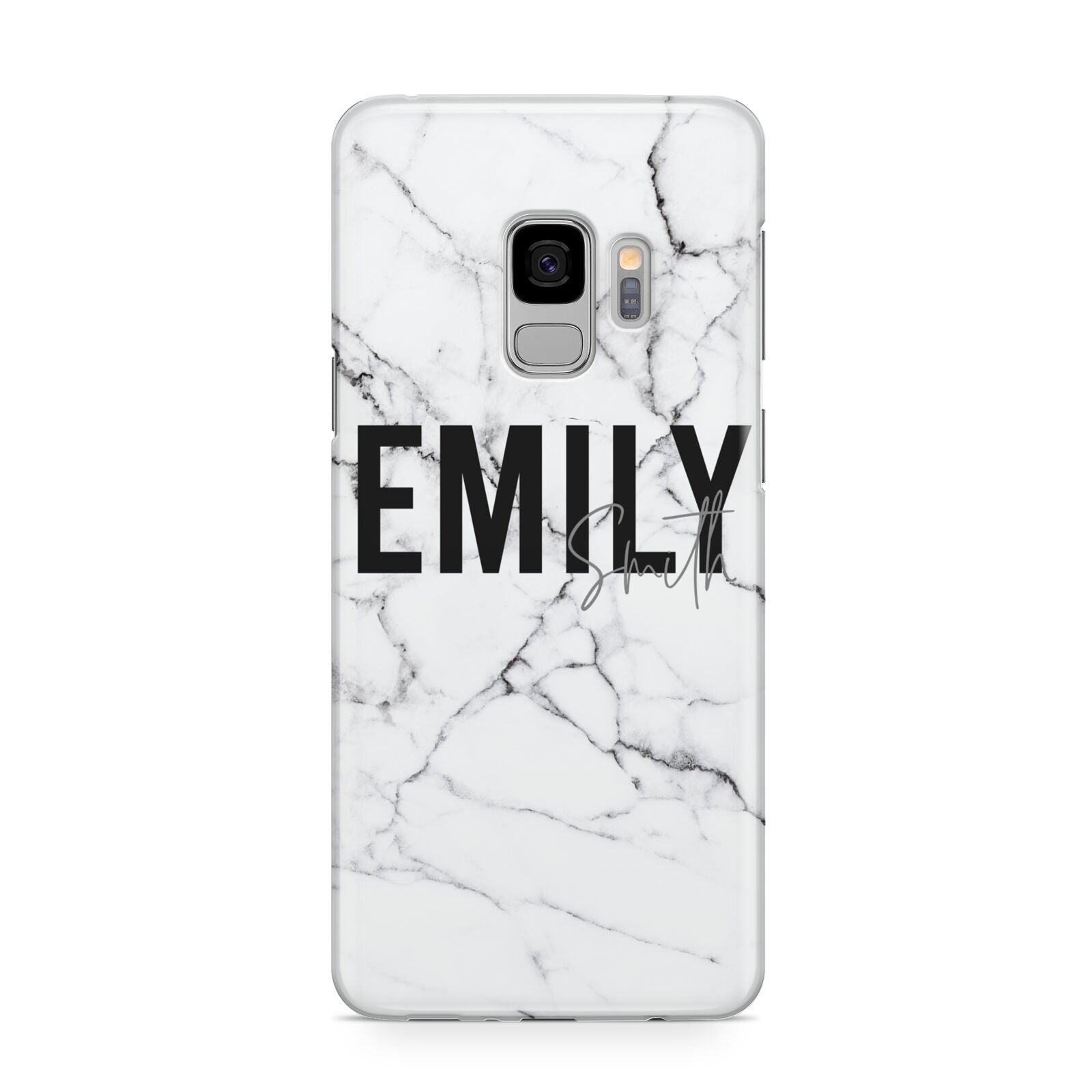 Black and White Personalised Marble Block Text Samsung Galaxy S9 Case