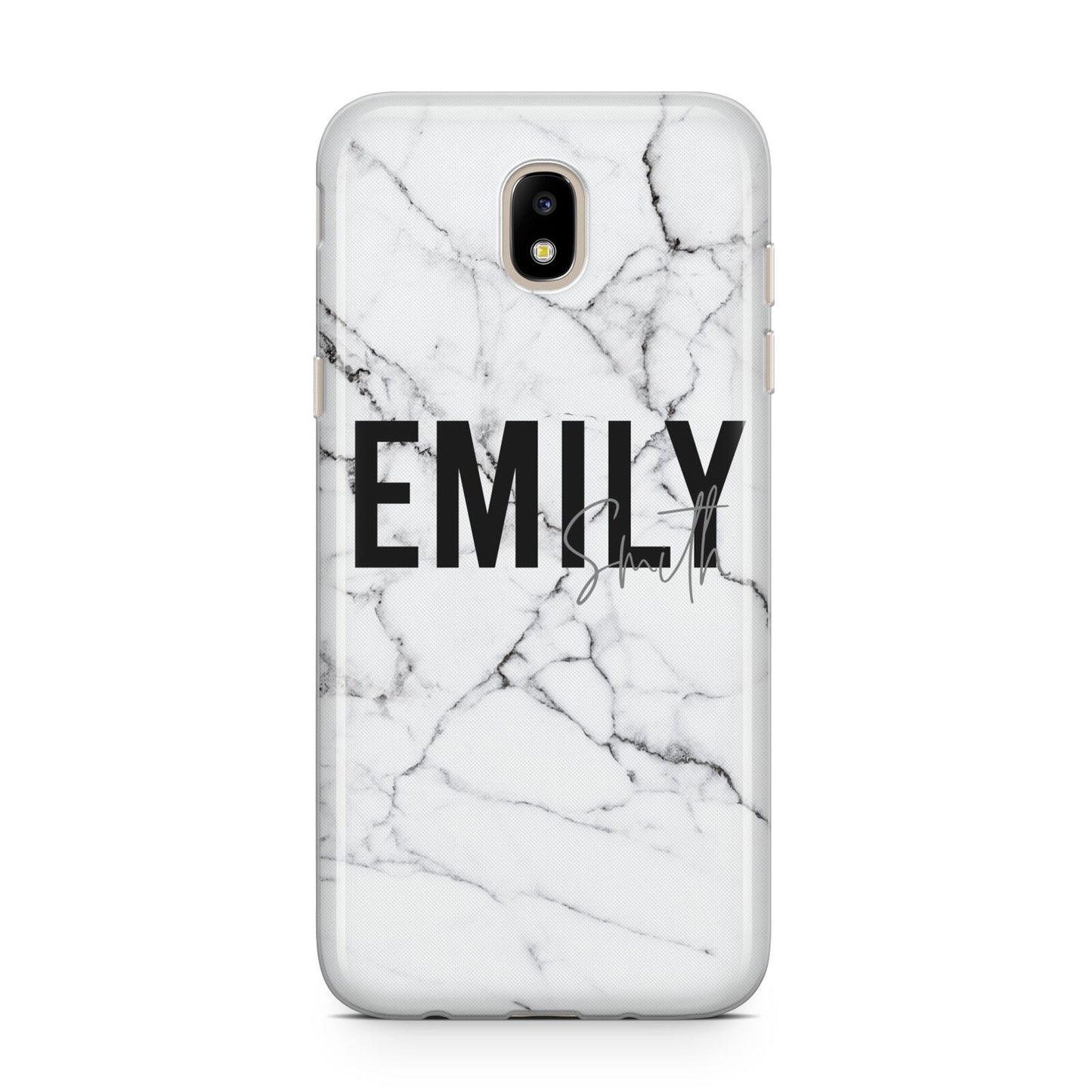 Black and White Personalised Marble Block Text Samsung J5 2017 Case