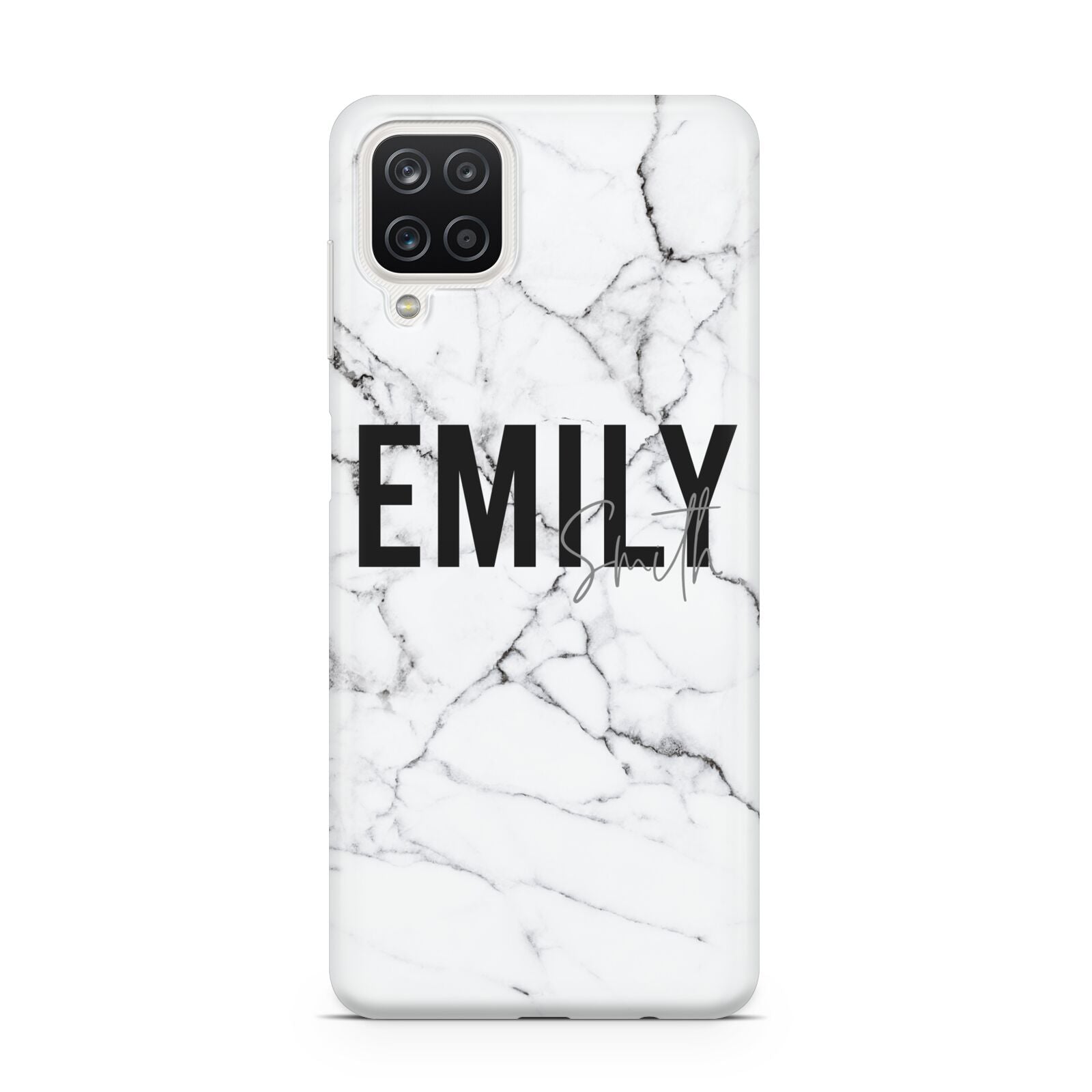 Black and White Personalised Marble Block Text Samsung M12 Case