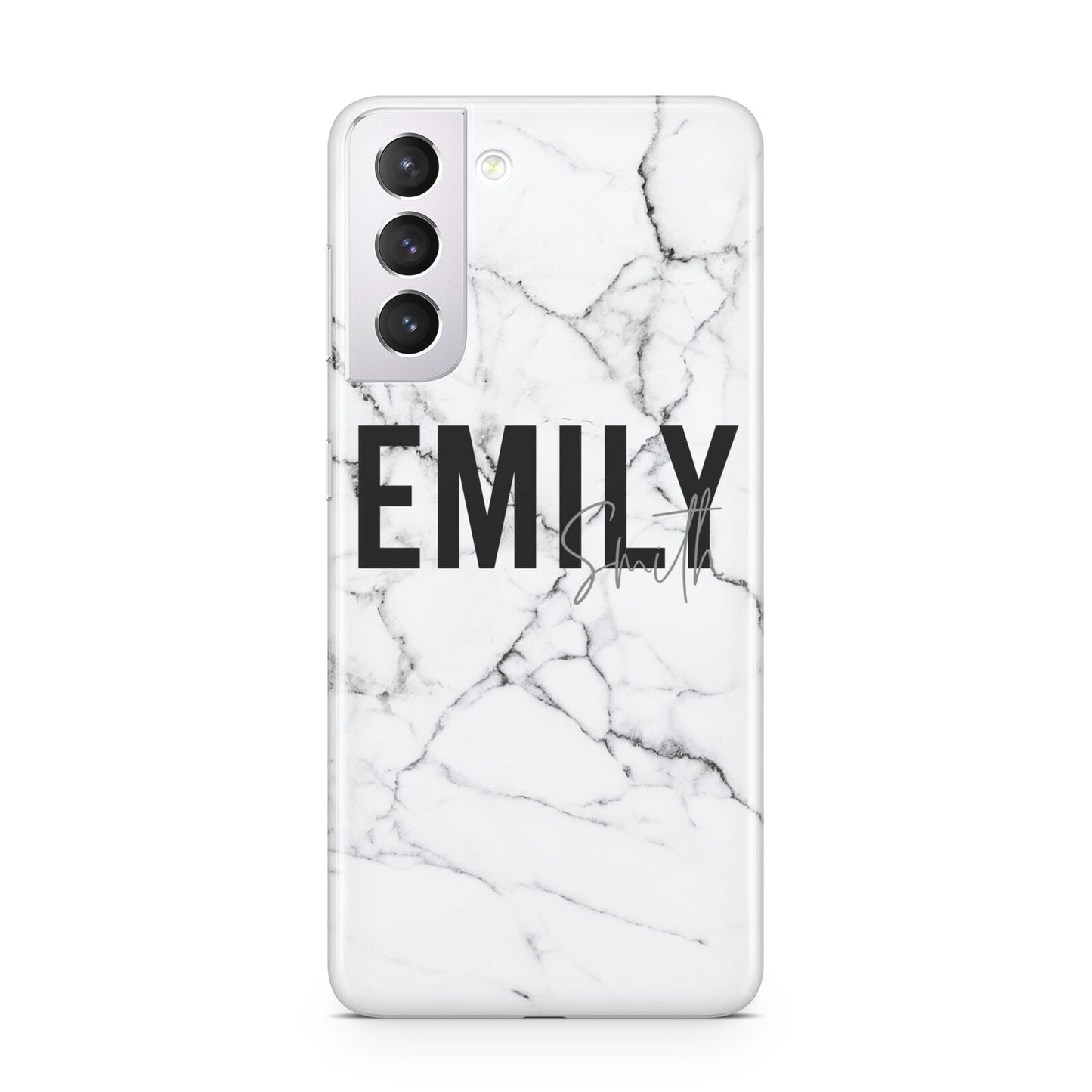 Black and White Personalised Marble Block Text Samsung S21 Case