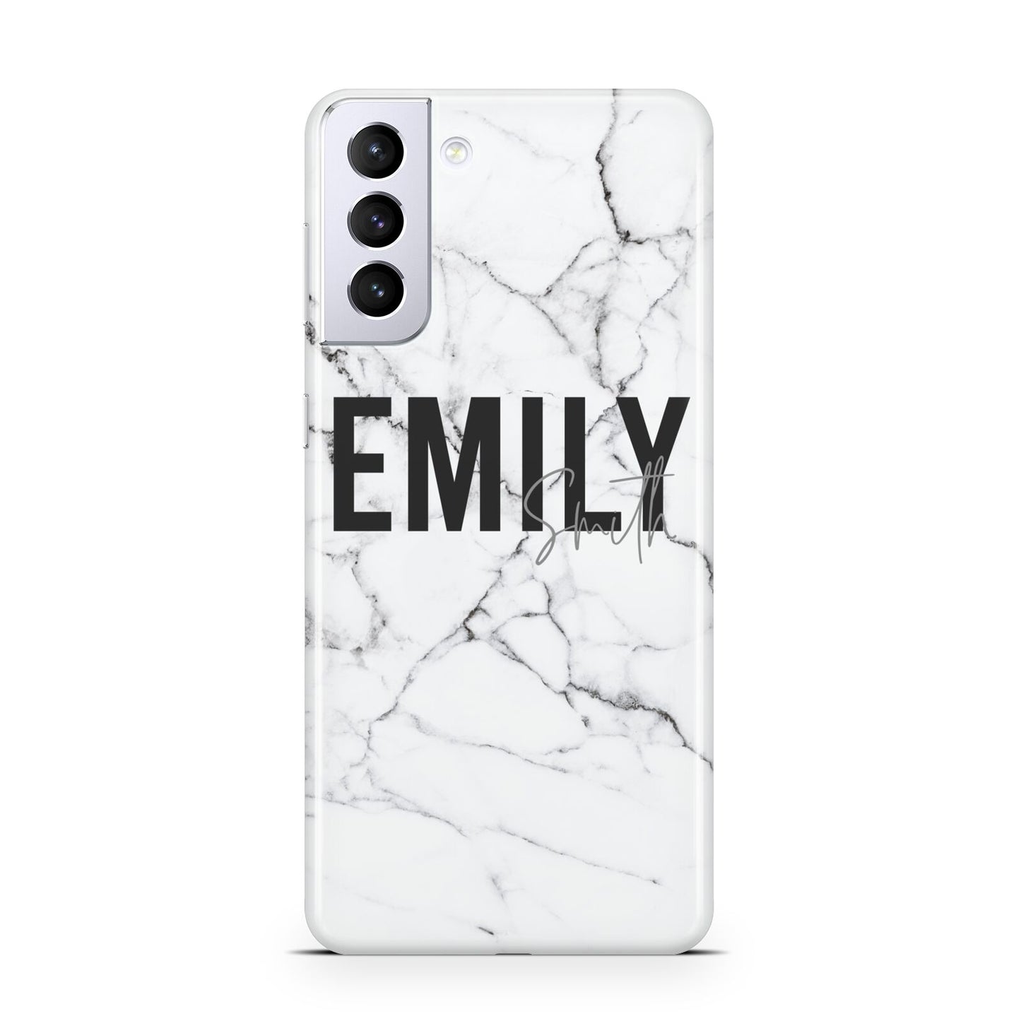 Black and White Personalised Marble Block Text Samsung S21 Plus Case