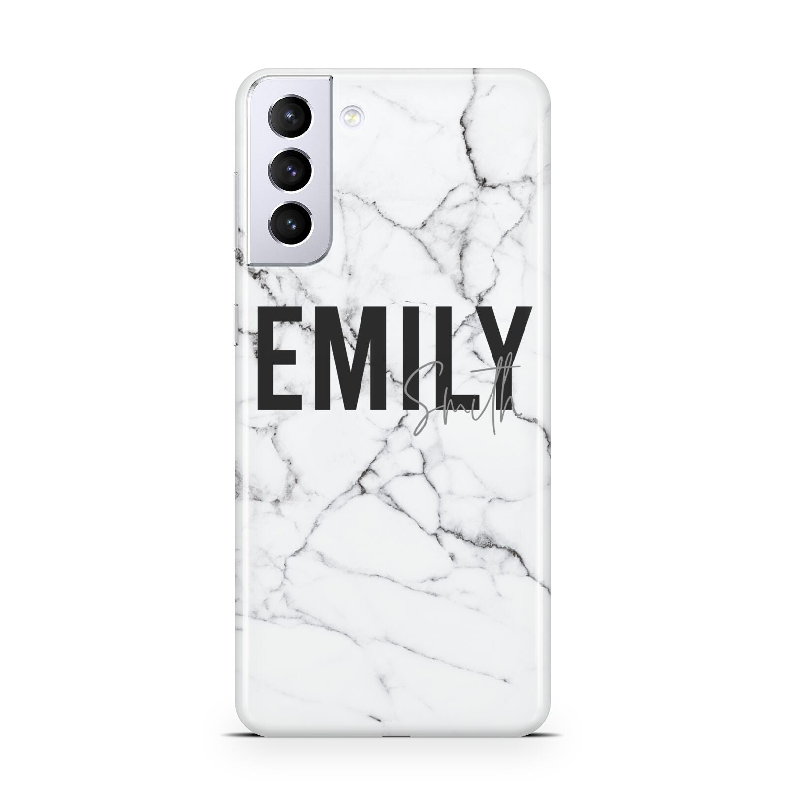 Black and White Personalised Marble Block Text Samsung S21 Plus Phone Case