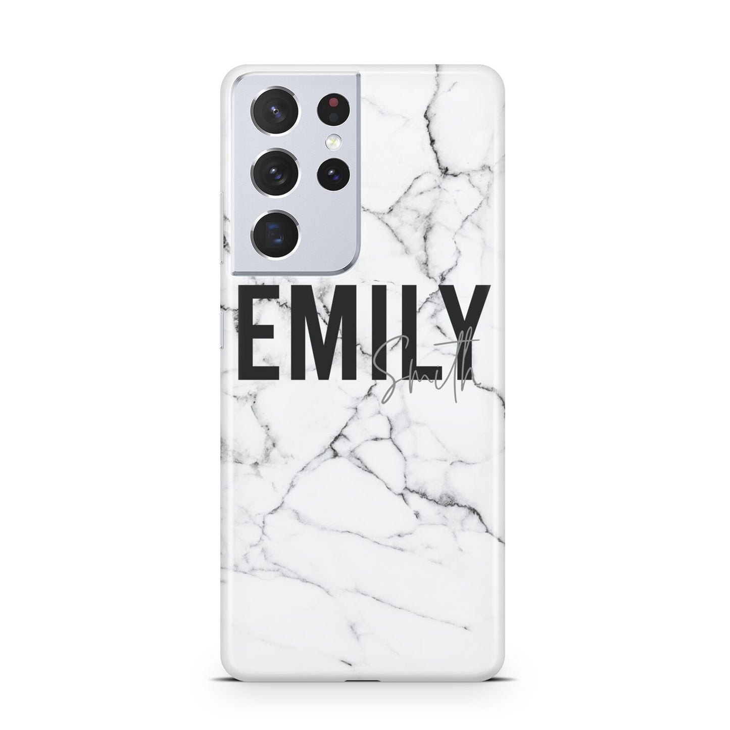 Black and White Personalised Marble Block Text Samsung S21 Ultra Case