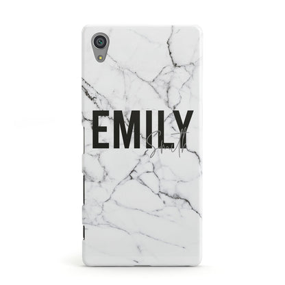 Black and White Personalised Marble Block Text Sony Xperia Case