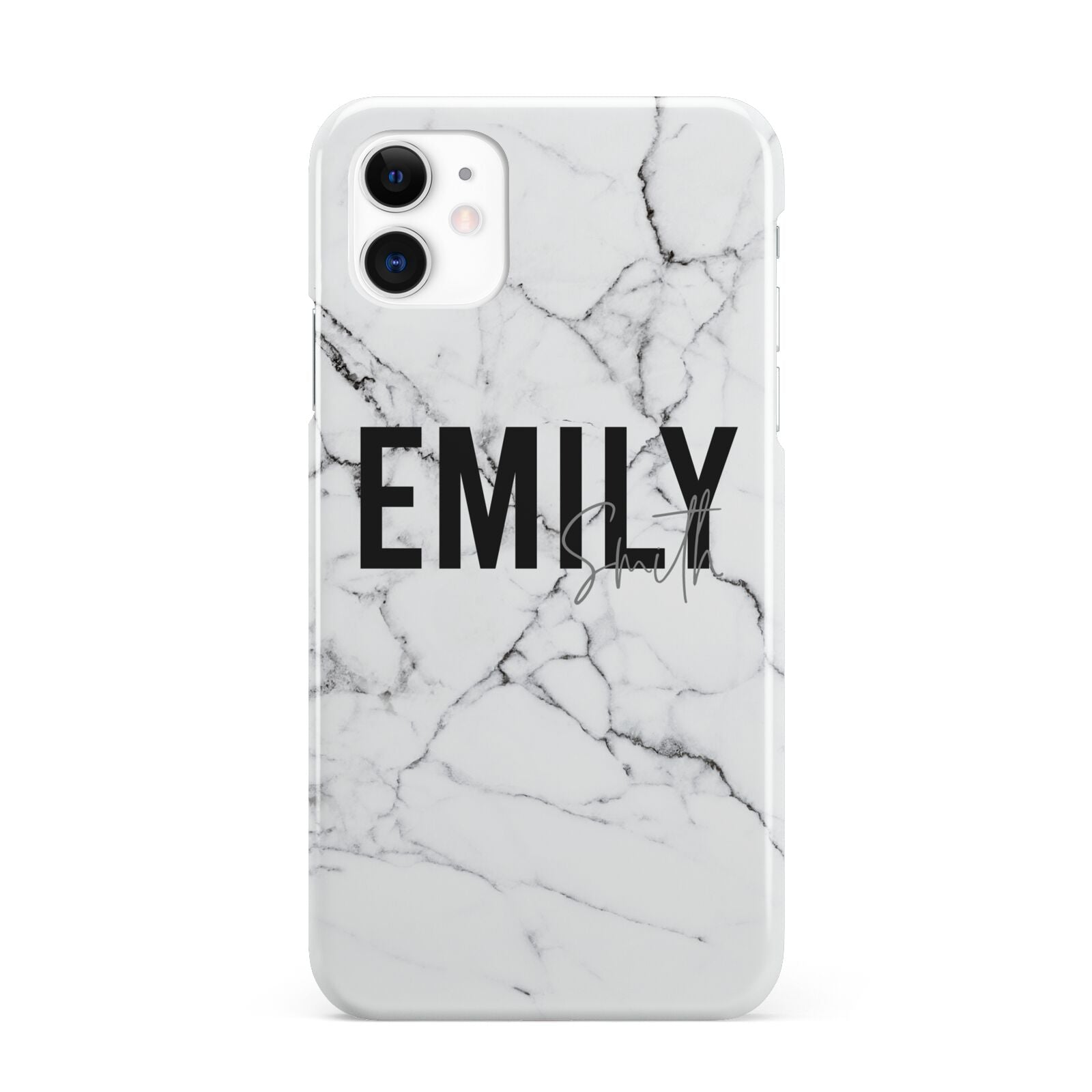 Black and White Personalised Marble Block Text iPhone 11 3D Snap Case