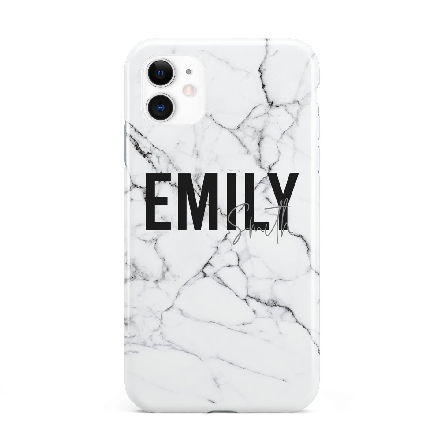 Black and White Personalised Marble Block Text iPhone 11 3D Tough Case