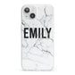 Black and White Personalised Marble Block Text iPhone 13 Clear Bumper Case