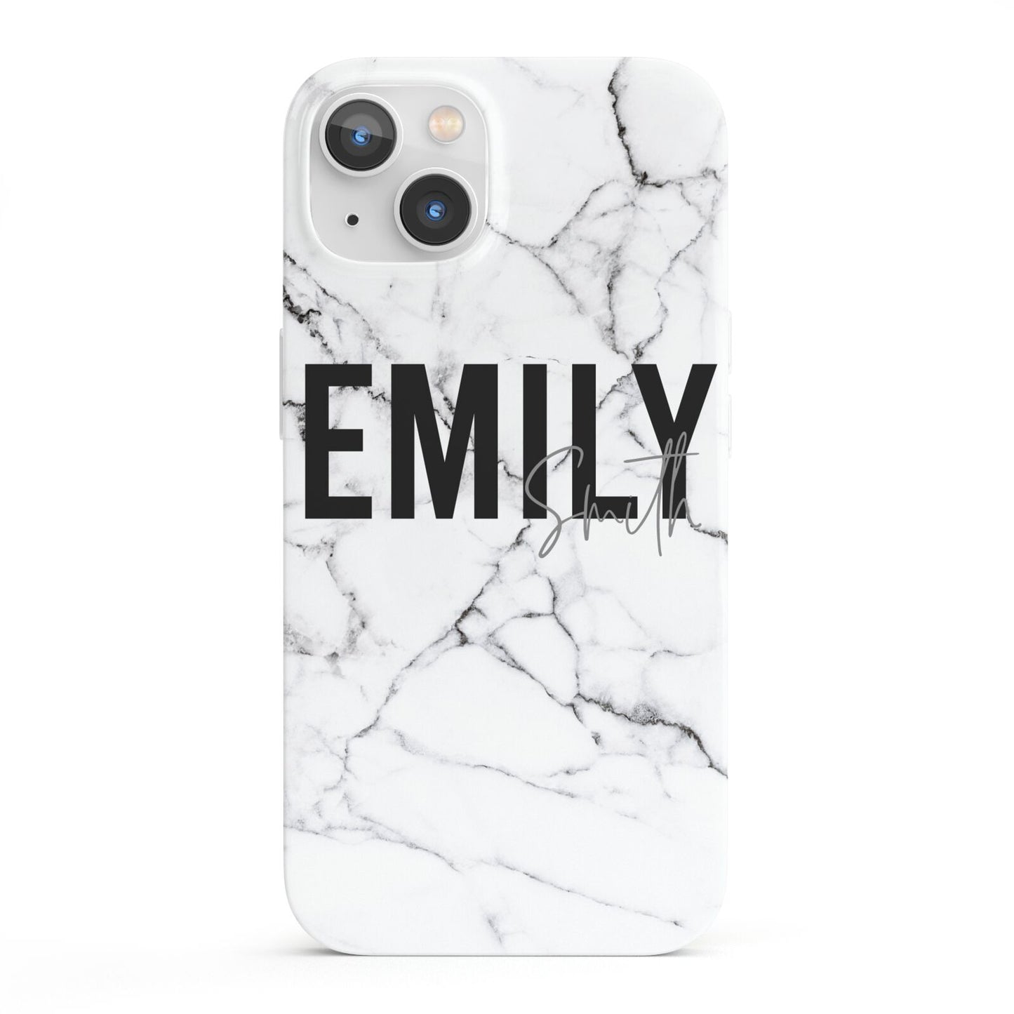 Black and White Personalised Marble Block Text iPhone 13 Full Wrap 3D Snap Case