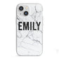 Black and White Personalised Marble Block Text iPhone 13 Mini TPU Impact Case with White Edges
