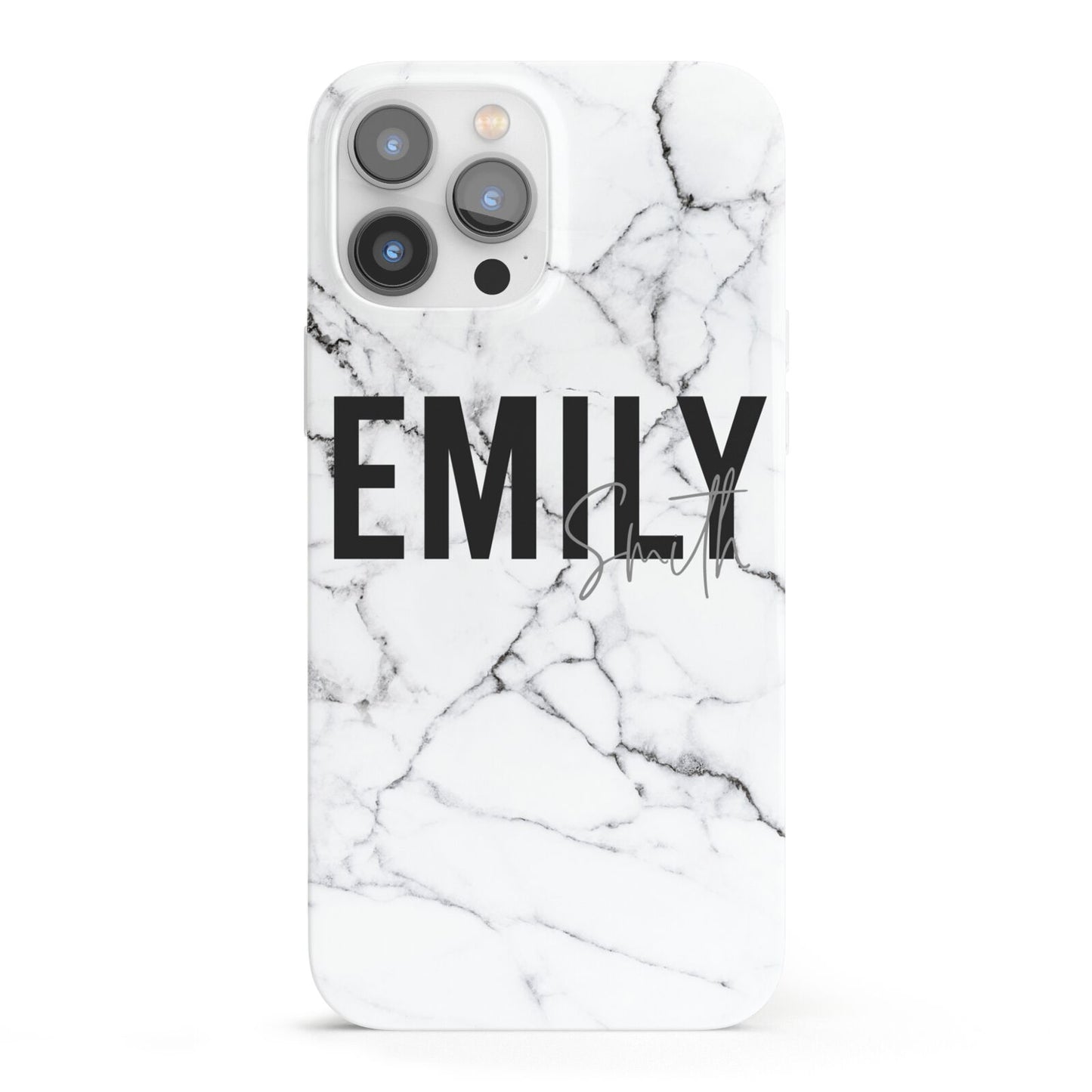 Black and White Personalised Marble Block Text iPhone 13 Pro Max Full Wrap 3D Snap Case