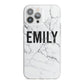 Black and White Personalised Marble Block Text iPhone 13 Pro Max TPU Impact Case with White Edges