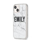 Black and White Personalised Marble Block Text iPhone 14 Clear Tough Case Starlight Angled Image