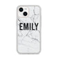 Black and White Personalised Marble Block Text iPhone 14 Clear Tough Case Starlight