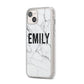 Black and White Personalised Marble Block Text iPhone 14 Plus Clear Tough Case Starlight Angled Image