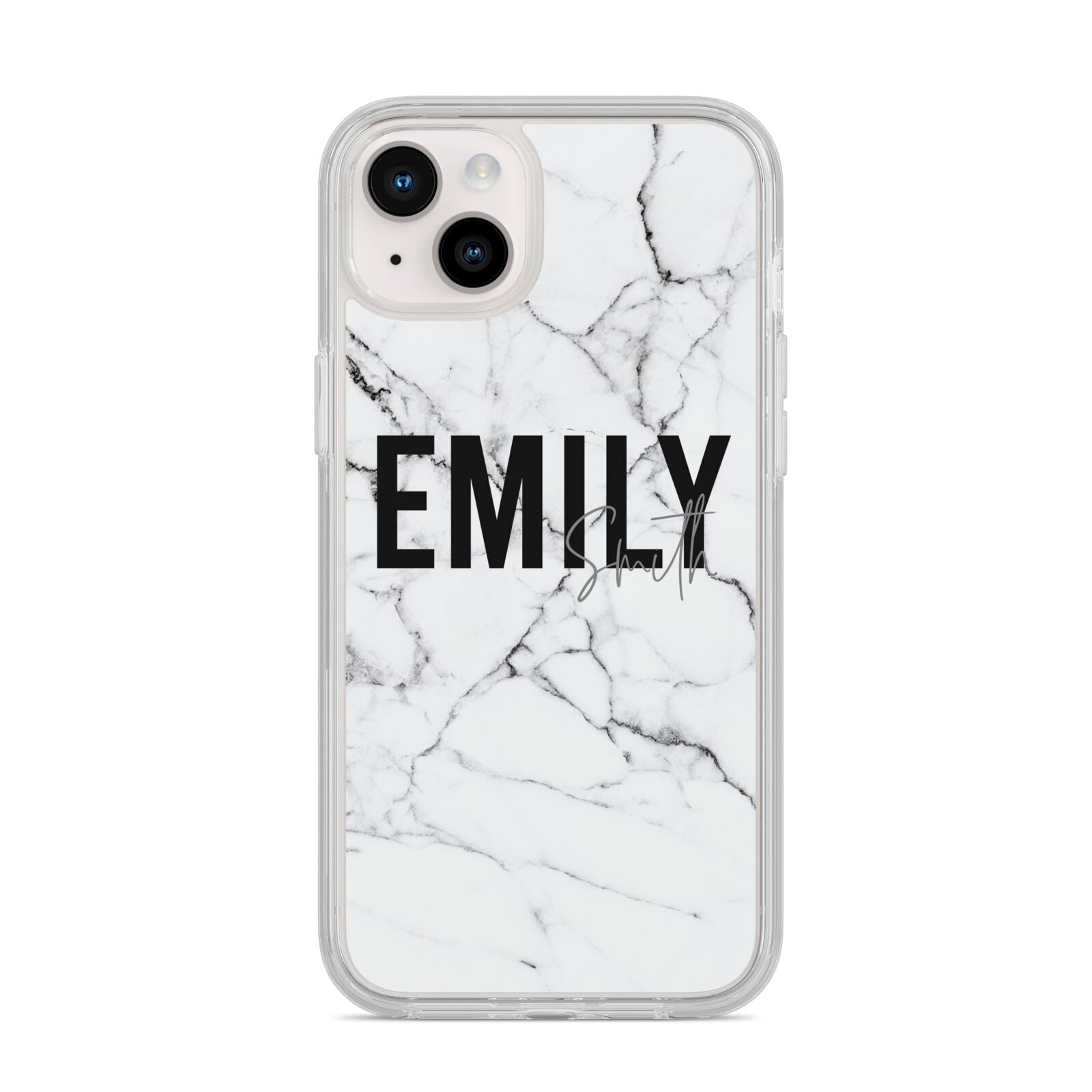 Black and White Personalised Marble Block Text iPhone 14 Plus Clear Tough Case Starlight