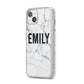 Black and White Personalised Marble Block Text iPhone 14 Plus Glitter Tough Case Starlight Angled Image