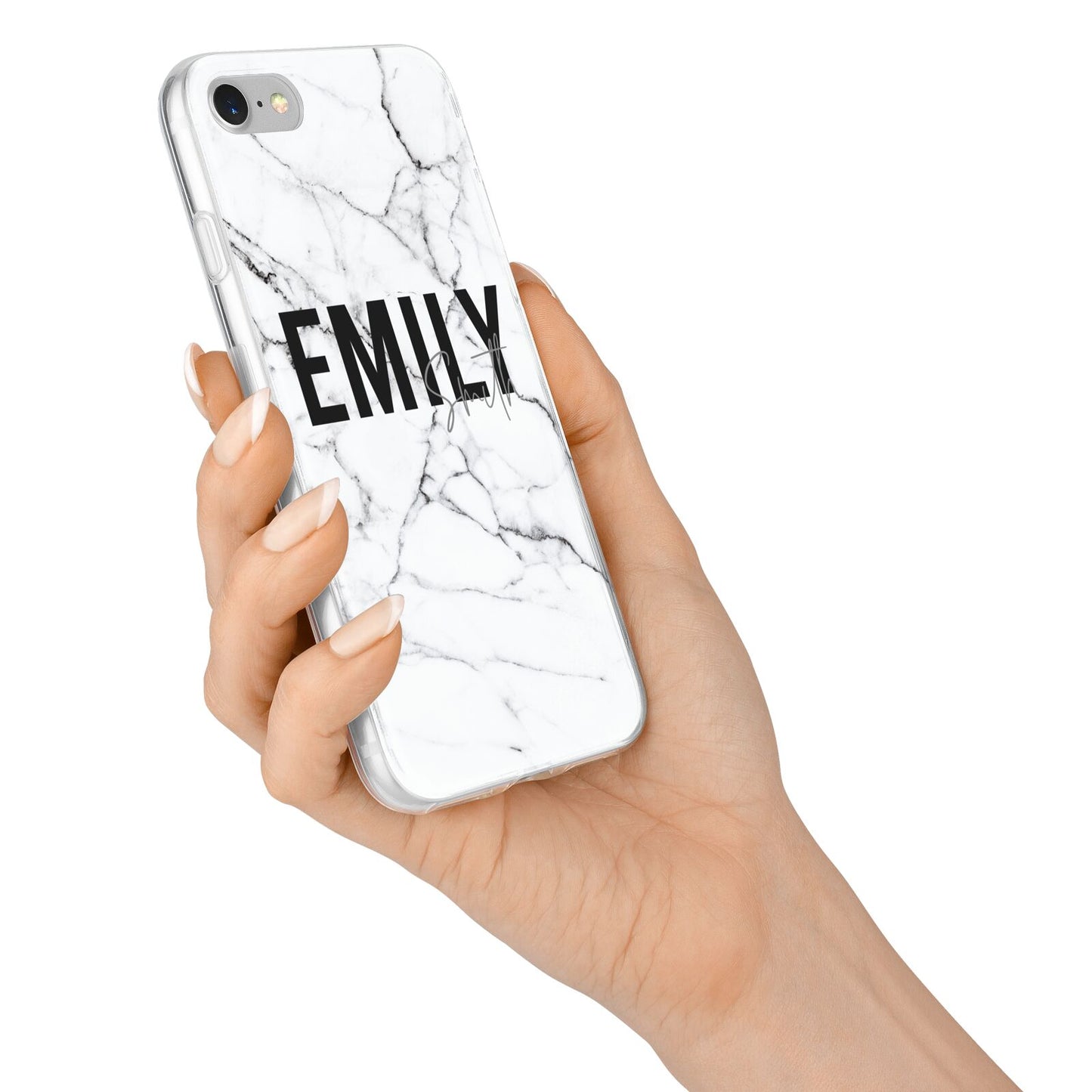 Black and White Personalised Marble Block Text iPhone 7 Bumper Case on Silver iPhone Alternative Image