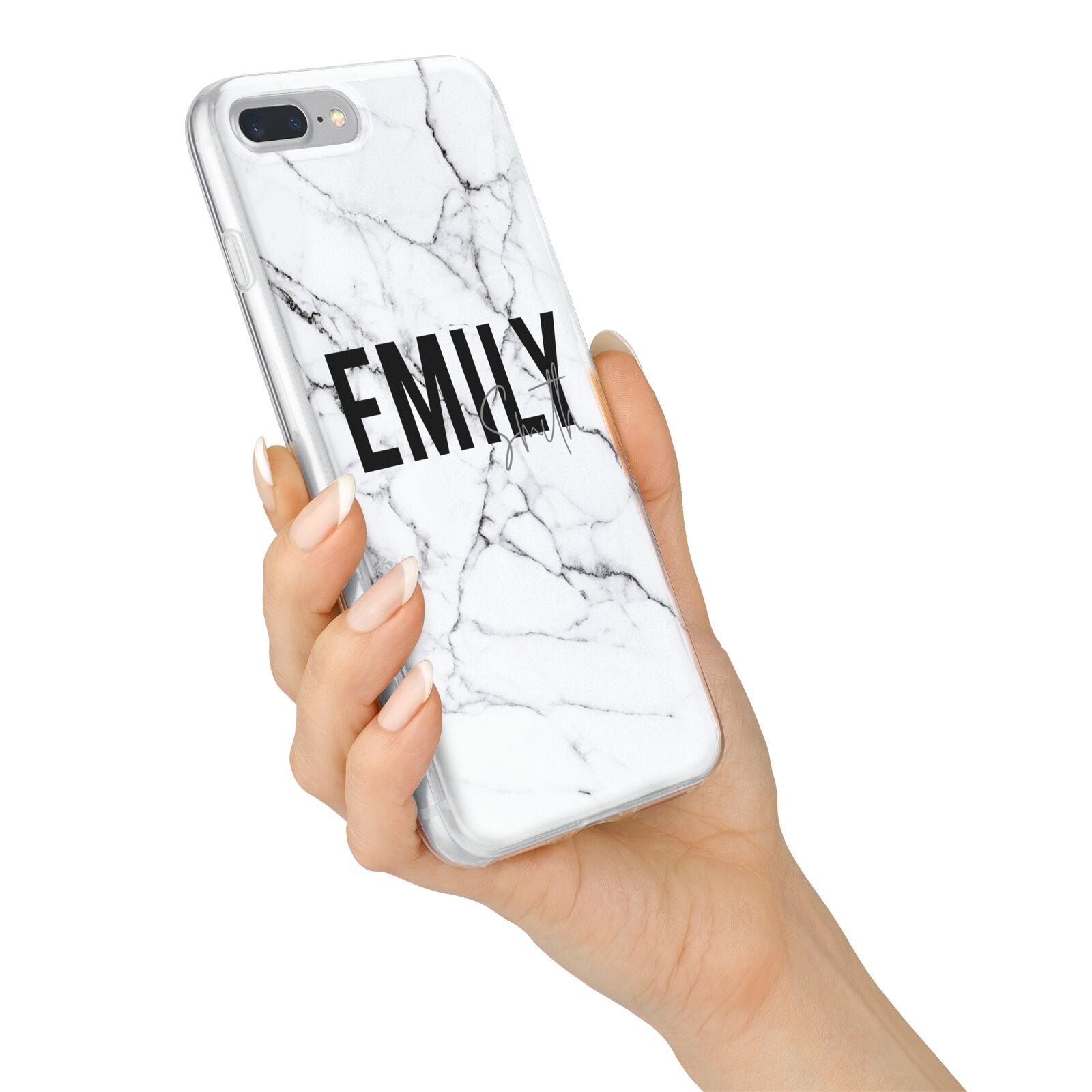 Black and White Personalised Marble Block Text iPhone 7 Plus Bumper Case on Silver iPhone Alternative Image