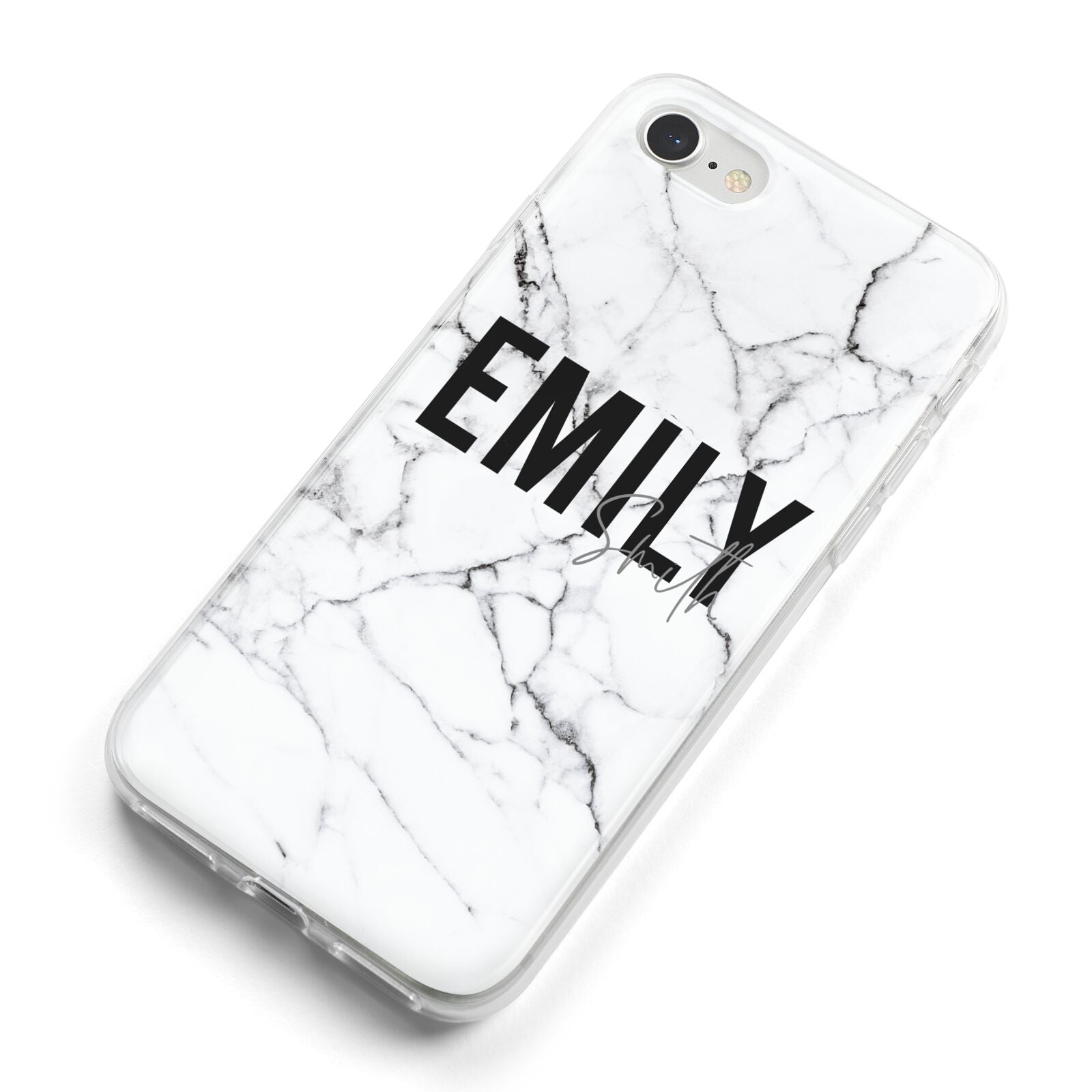 Black and White Personalised Marble Block Text iPhone 8 Bumper Case on Silver iPhone Alternative Image