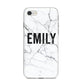 Black and White Personalised Marble Block Text iPhone 8 Bumper Case on Silver iPhone