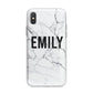 Black and White Personalised Marble Block Text iPhone X Bumper Case on Silver iPhone Alternative Image 1